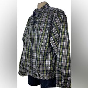 vintage Tommy Hilfiger plaid windbreaker jacket in blue and green